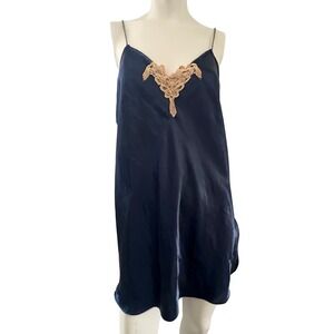 California Dynasty Slip Dress Large Lingerie Lace Trim Satin USA Made Teddy Sexy